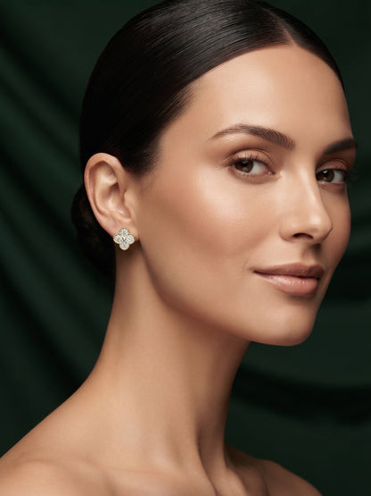 Gold Plated Stylish Fancy Diamon Beaded Studs