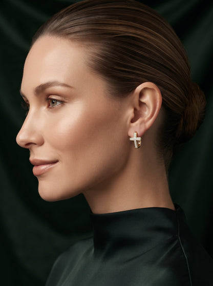 Women Gold Plated Beaded Trendy Hoops