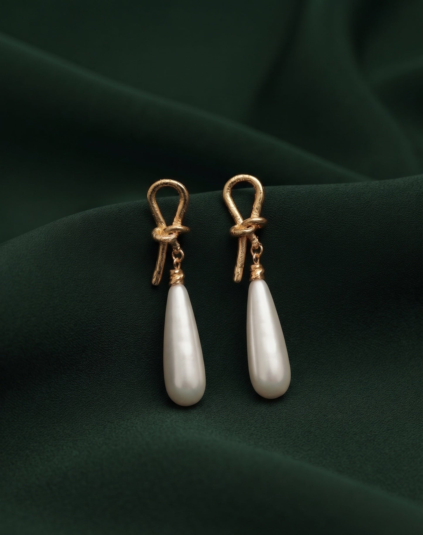 Gold Plated Stylish Fancy Pearls Beaded Drop Earrings