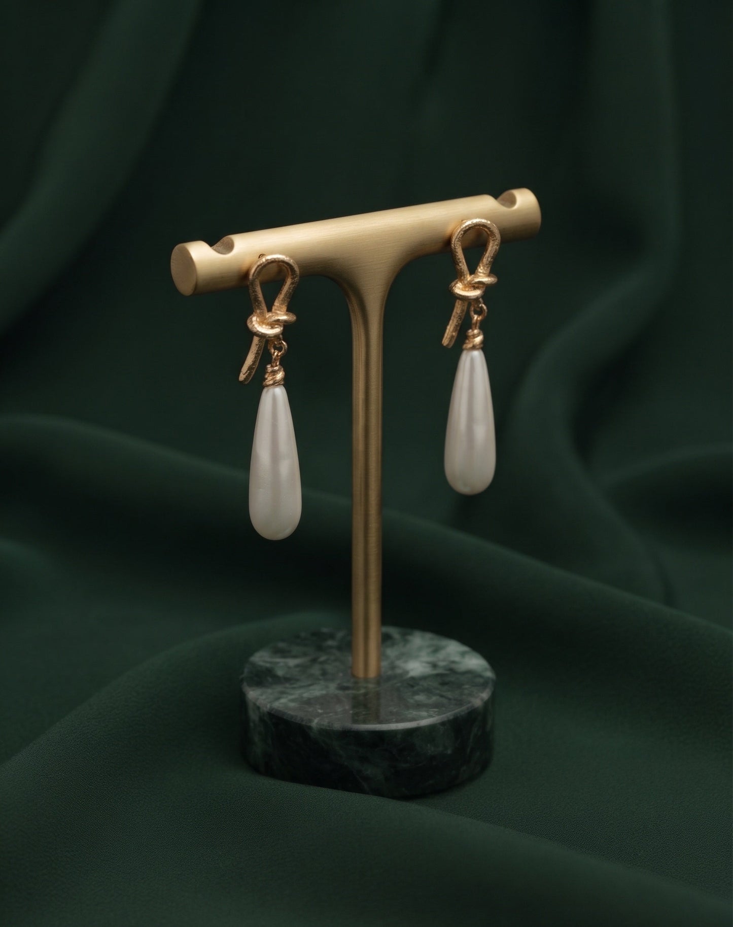 Gold Plated Stylish Fancy Pearls Beaded Drop Earrings