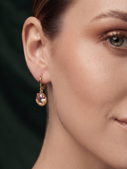 Gold Plated Stylish Fancy Stone Drop Earrings