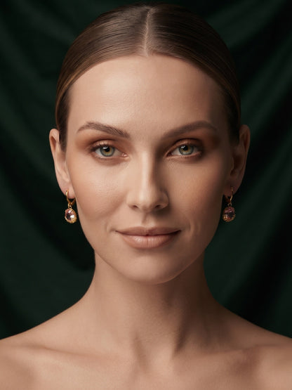 Gold Plated Stylish Fancy Stone Drop Earrings