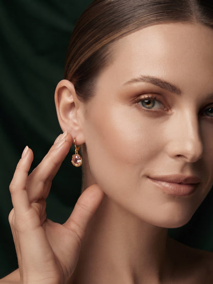 Gold Plated Stylish Fancy Stone Drop Earrings