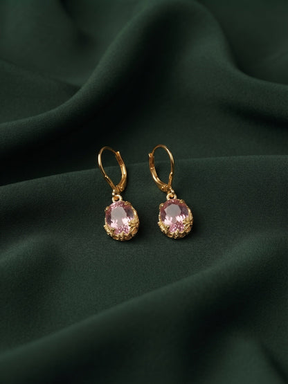 Gold Plated Stylish Fancy Stone Drop Earrings