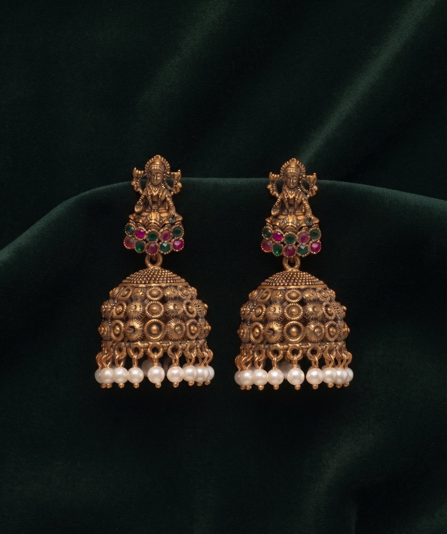Gold Plated Oxidized With Beaded Traditional Jhumka