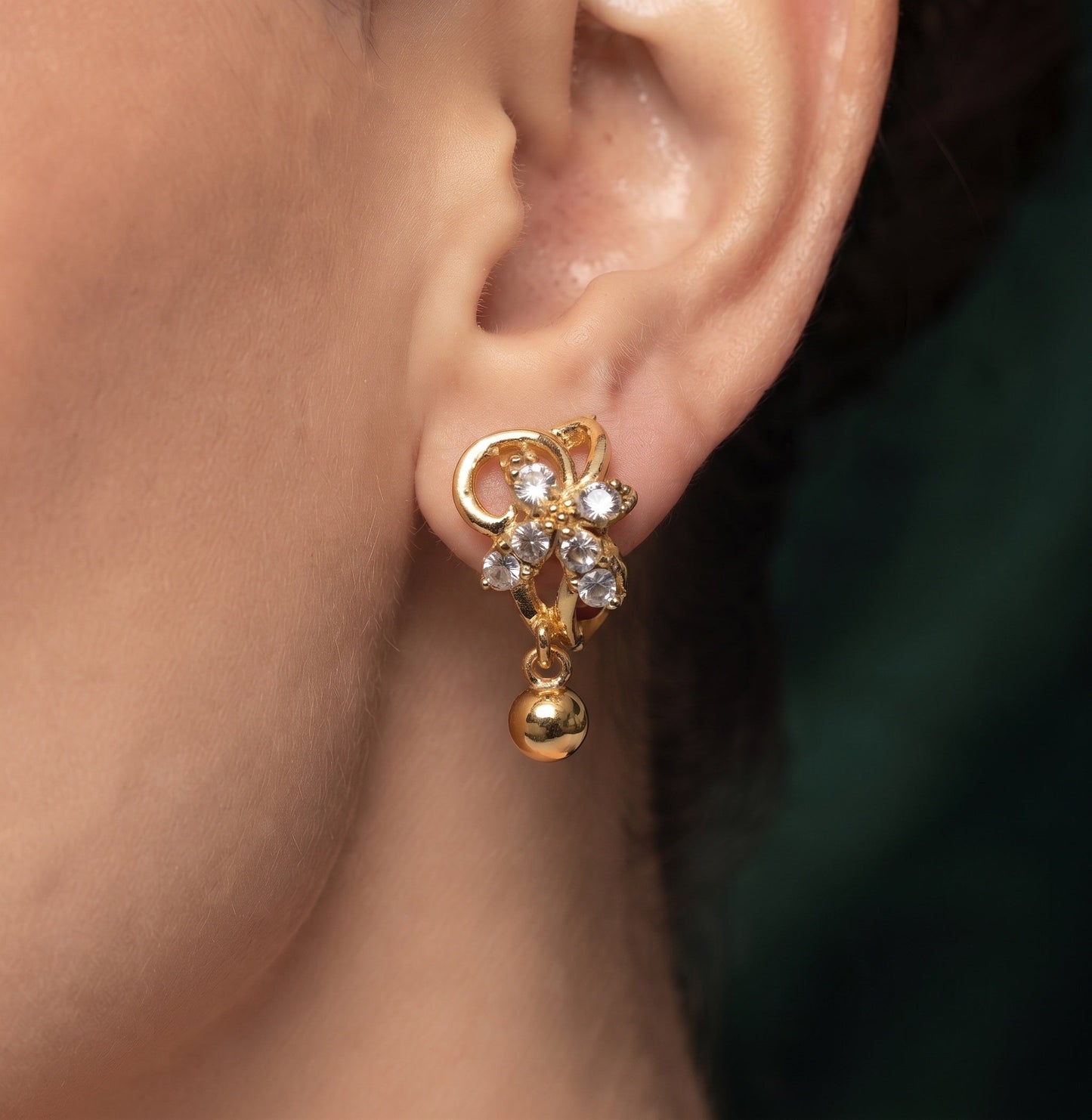 Silver Plated Diamond Fancy Flower Earrings