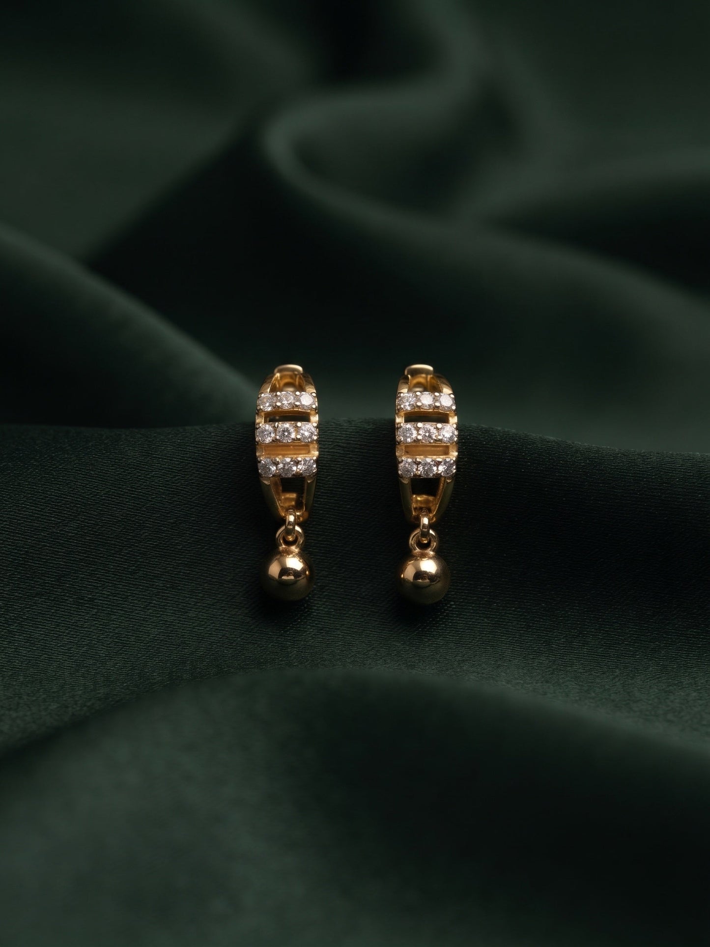 Women Gold Plated Beaded Trendy Hoops