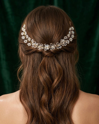 Crystal Beaded Floral Tiara Hair Accessory set