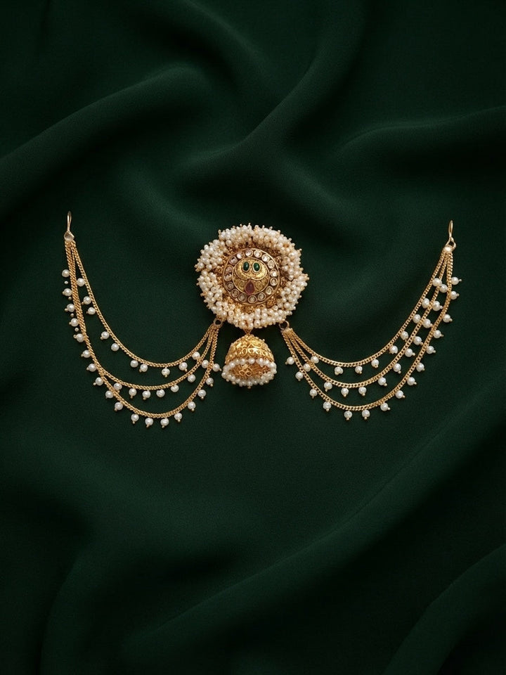 Women Kundan-Studded &amp; Beaded Hair Accessory
