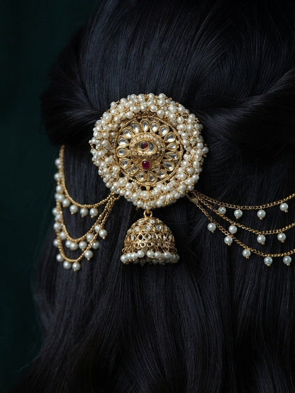 Women Kundan-Studded & Beaded Hair Accessory