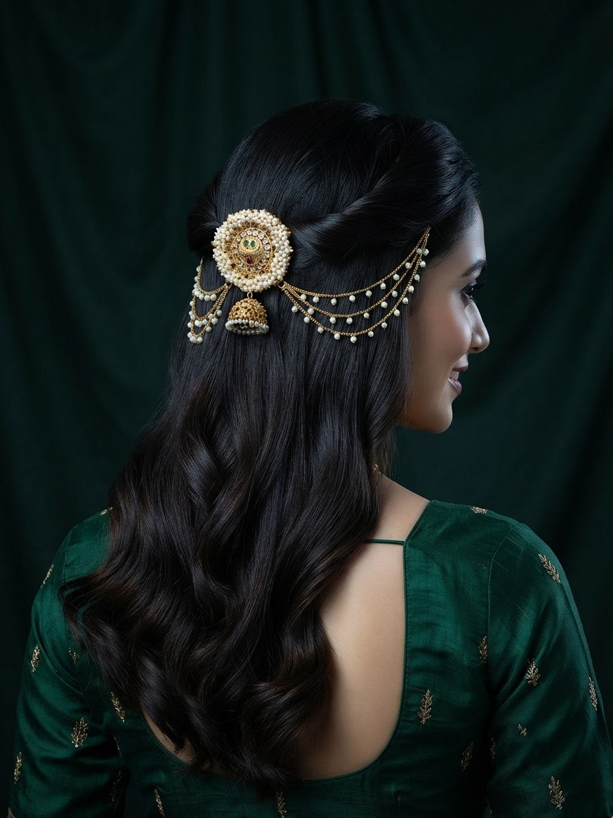 Women Kundan-Studded & Beaded Hair Accessory