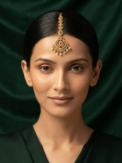 Gold-Plated Maang Tikka Head Jewellery