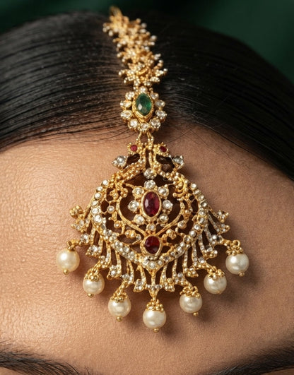 Gold-Plated Maang Tikka Head Jewellery