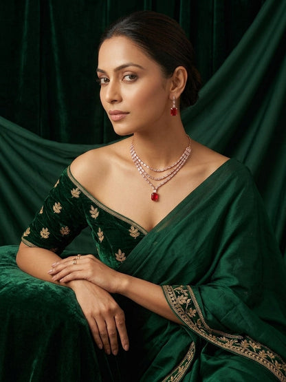 Women Layered Daimond Necklace With Earings Set