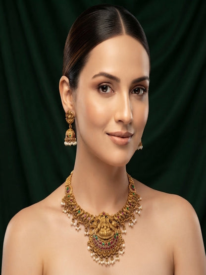 Women Gold Plated Traditional Jewellery Set With Jhumka