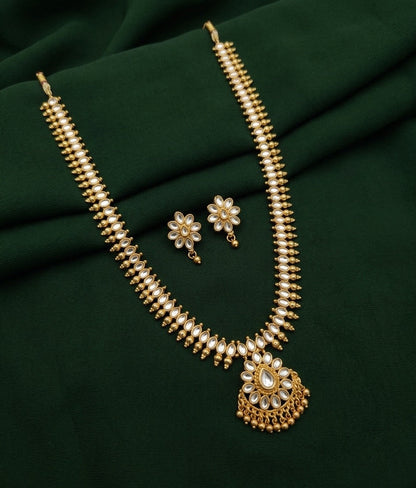 Women Gold Plated Traditional Rani Har Jewellery Set