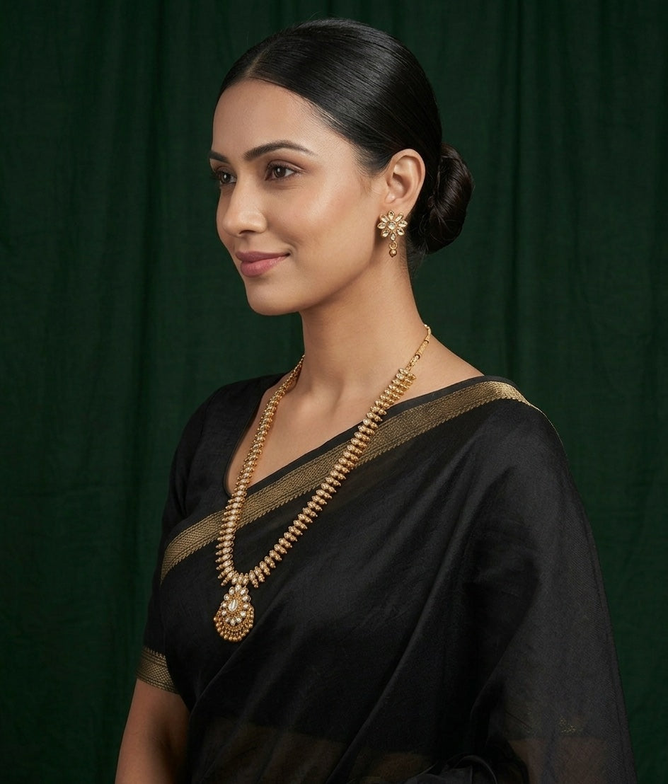 Women Gold Plated Traditional Rani Har Jewellery Set