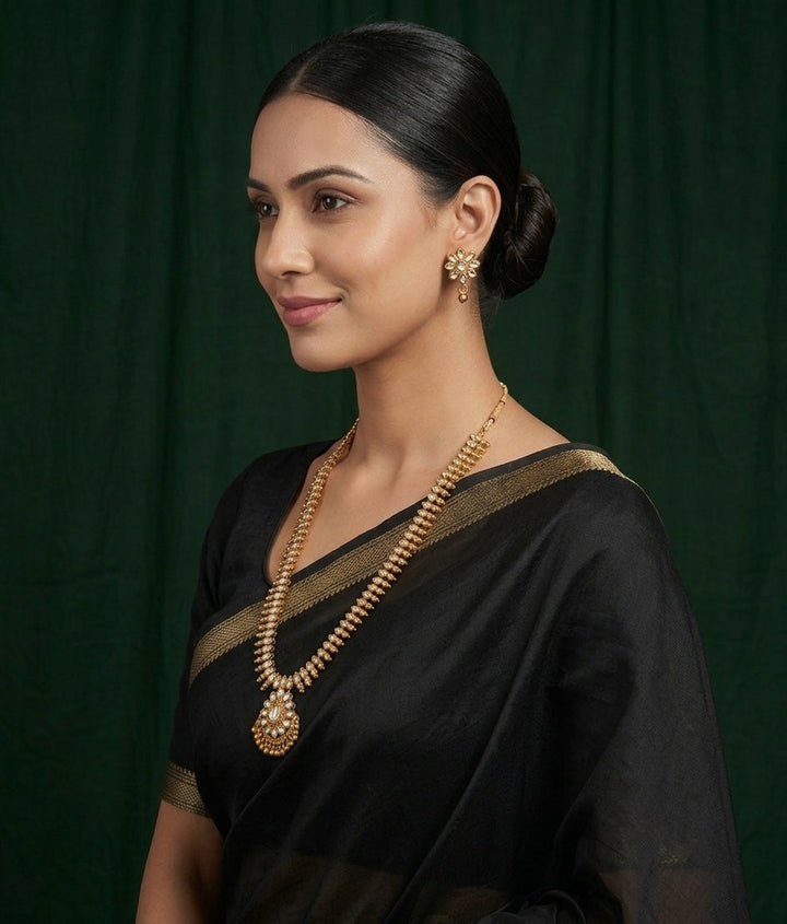 Women Gold Plated Traditional Rani Har Jewellery Set