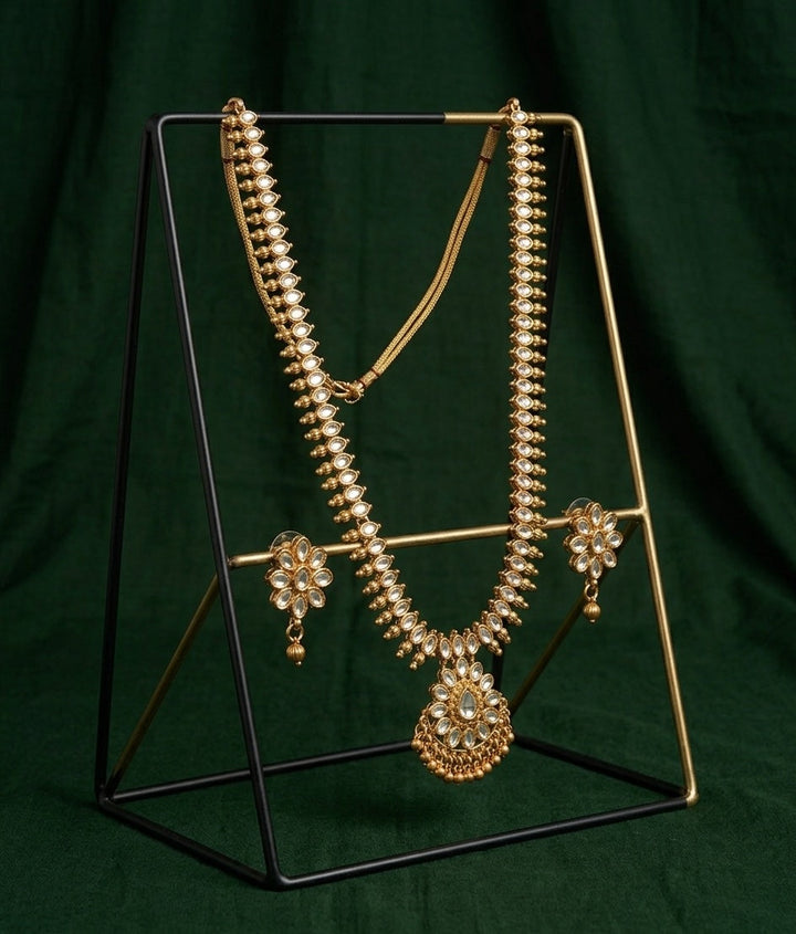 Women Gold Plated Traditional Rani Har Jewellery Set