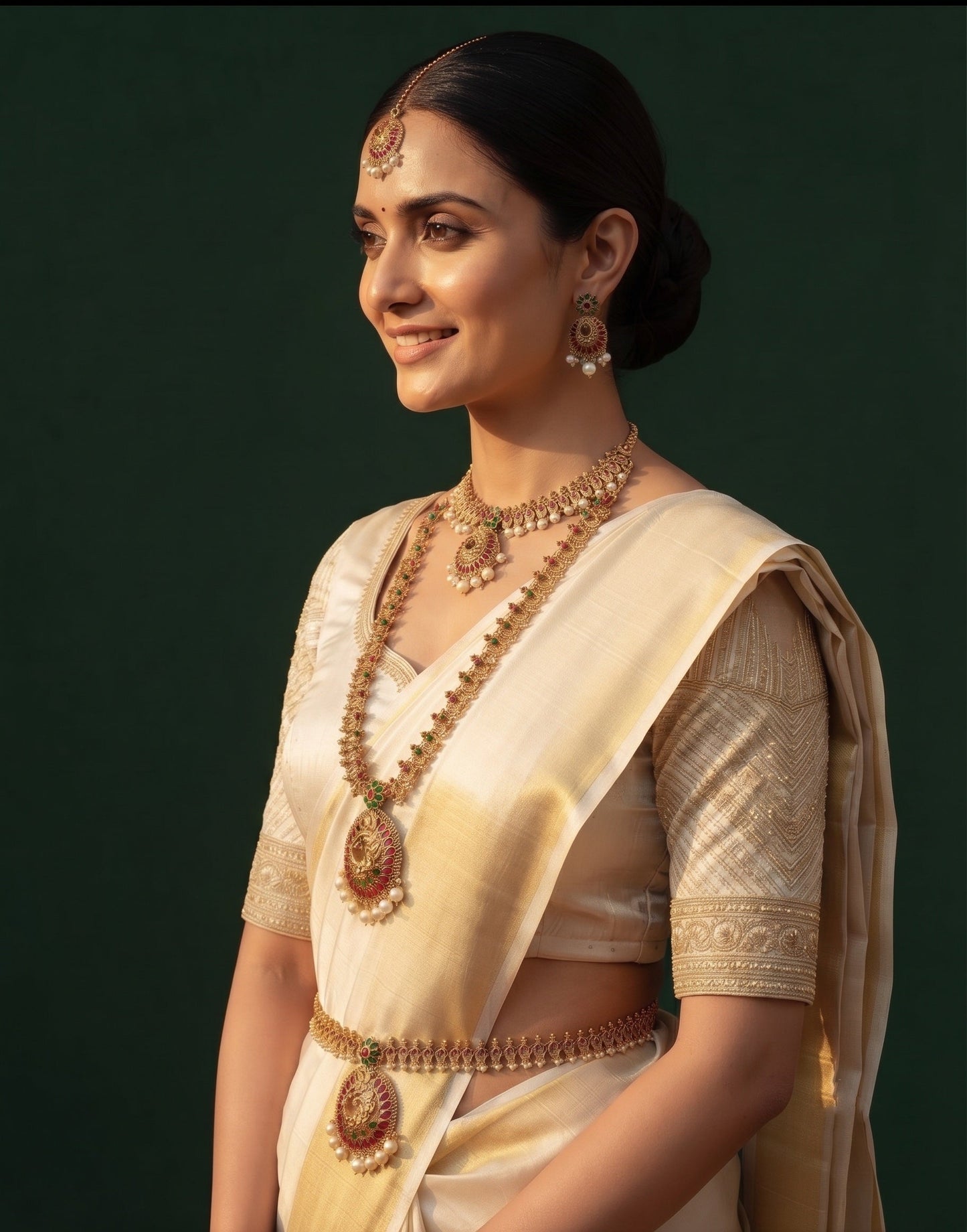 Gold-Toned Traditional Kundan-Style Bridal Jewellery Set