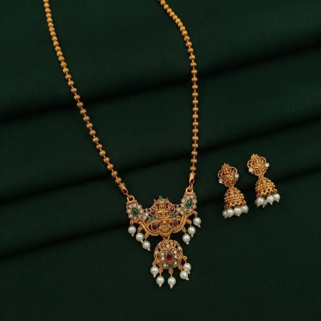 Women Gold Plated Traditional Jewellery Set With Jhumka