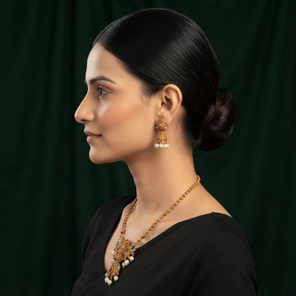 Women Gold Plated Traditional Jewellery Set With Jhumka