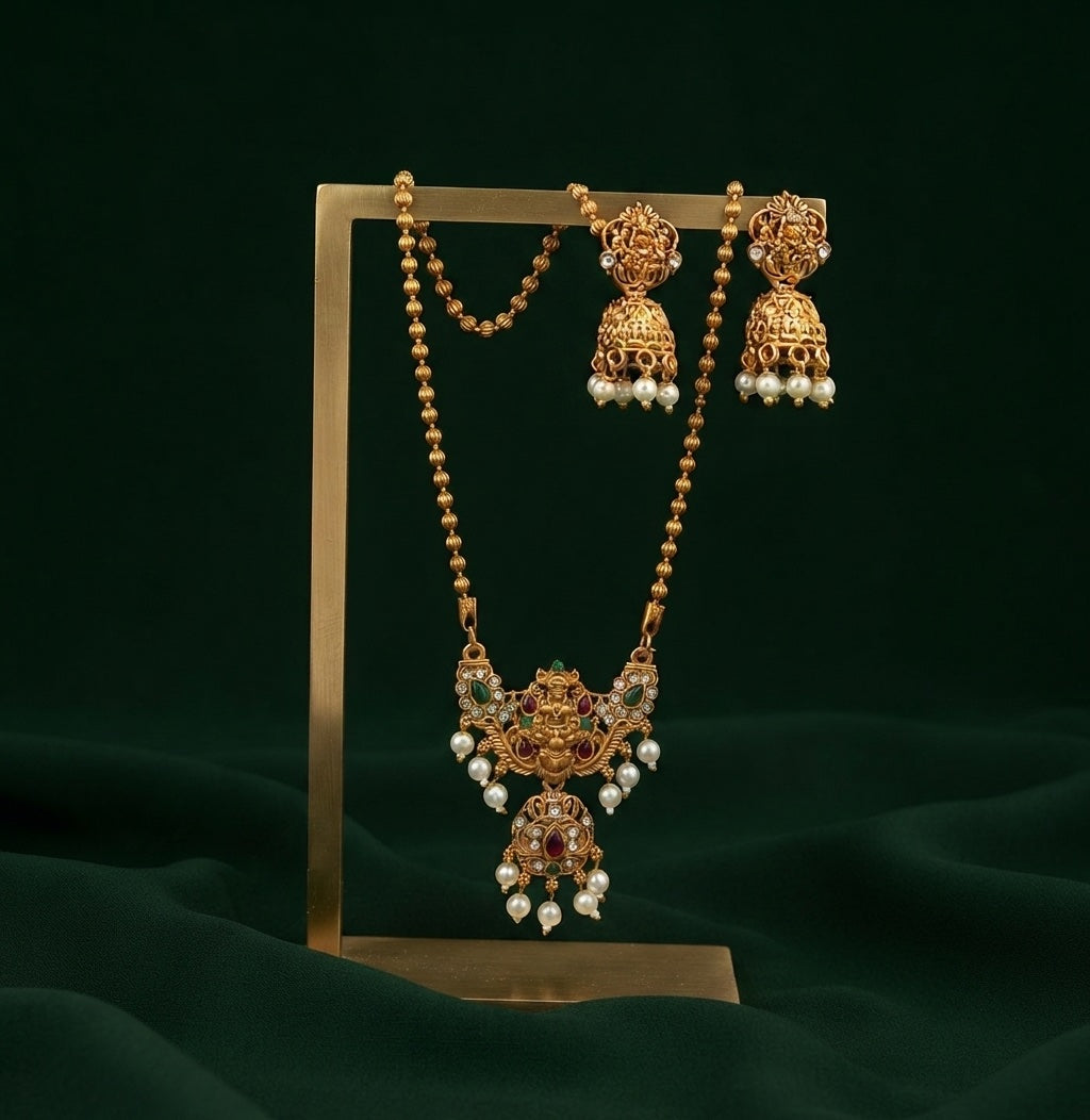 Women Gold Plated Traditional Jewellery Set With Jhumka