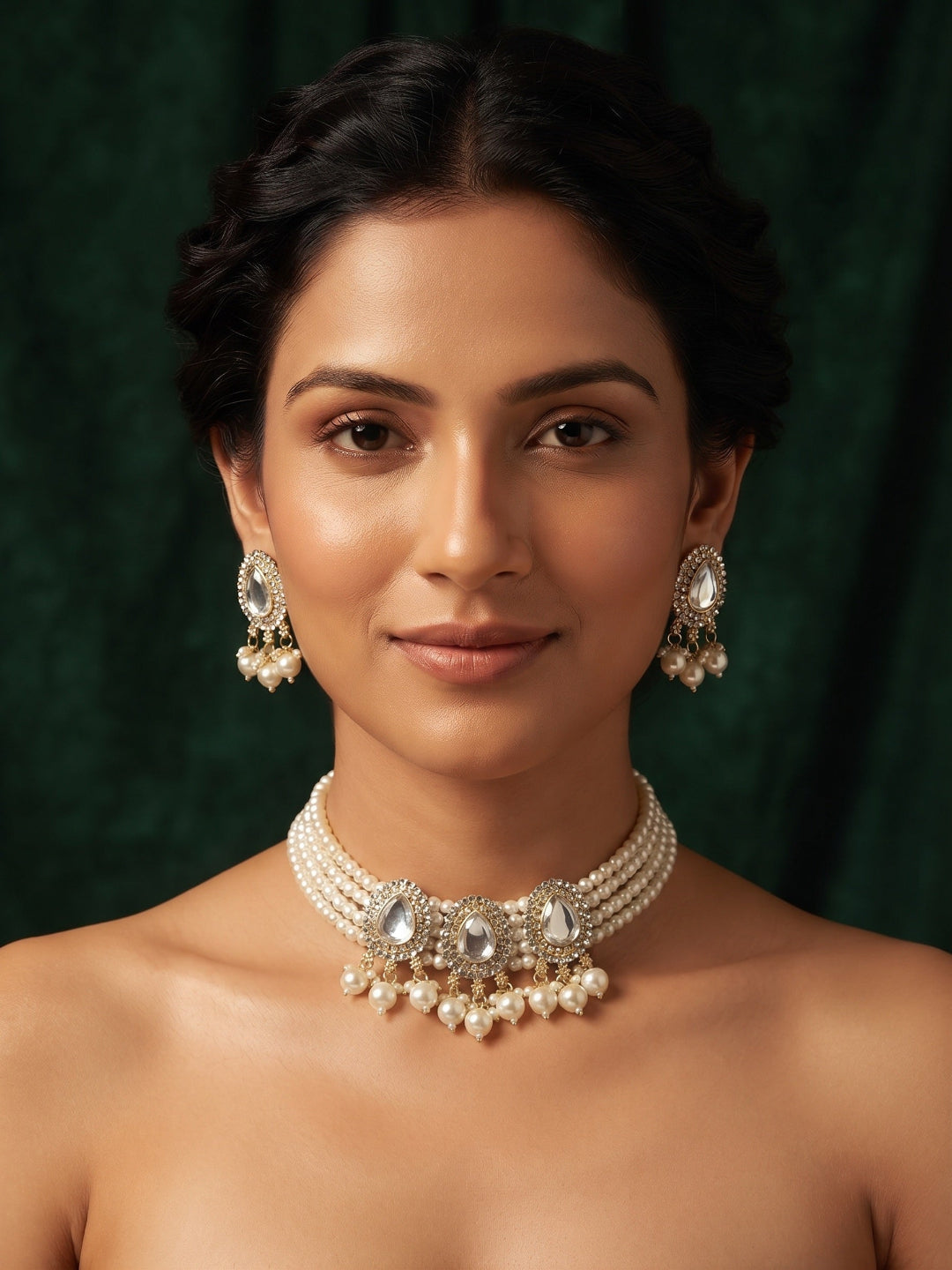 Beautiful Pearls Statement Chokar set With Studs