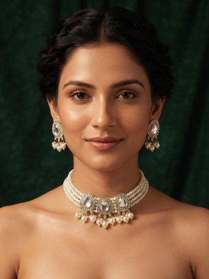 Beautiful Pearls Statement Chokar set With Studs