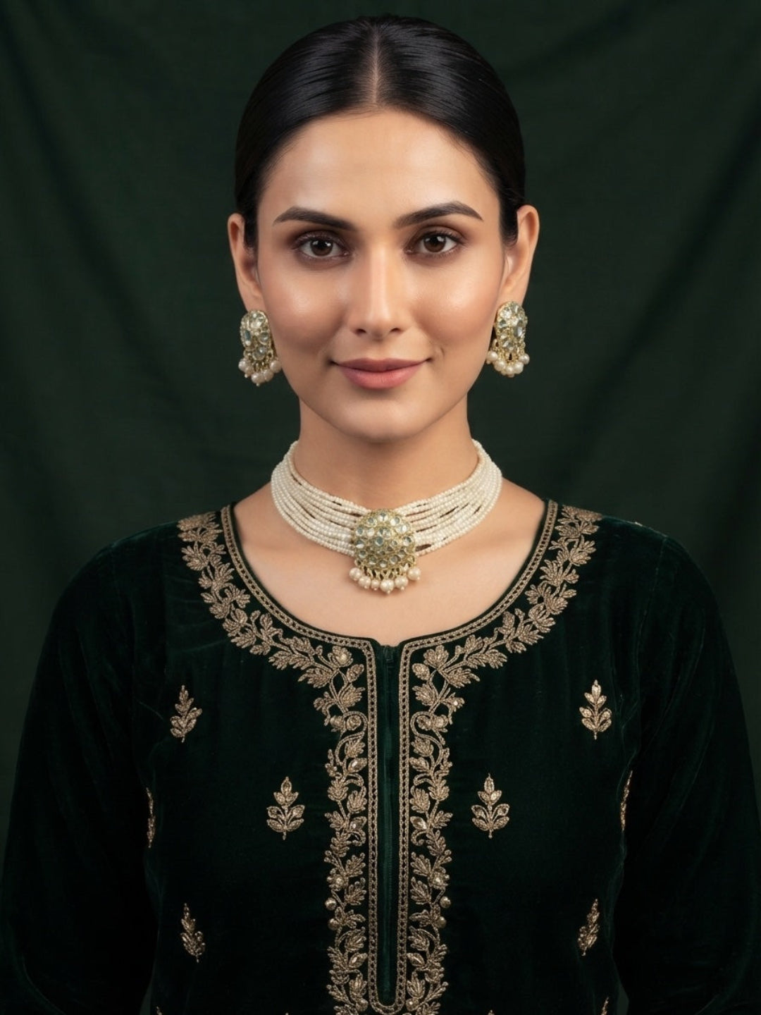 Beautiful Pearls Statement Chokar set With Studs