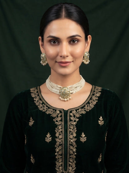 Beautiful Pearls Statement Chokar set With Studs