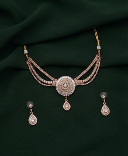 Women Rose Gold Daimond Jewellery Set