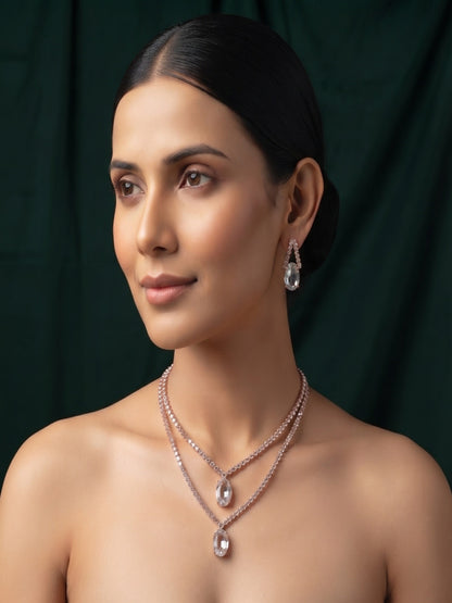 Women Rose Gold American Daimond Jewellery Set
