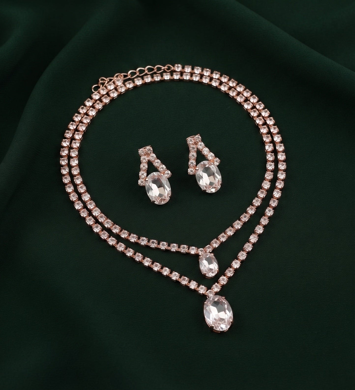 Women Rose Gold American Daimond Jewellery Set