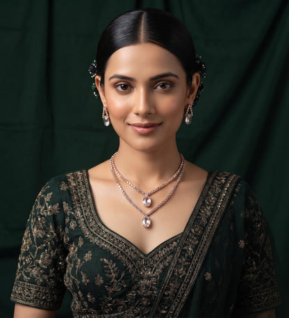 Women Rose Gold American Daimond Jewellery Set