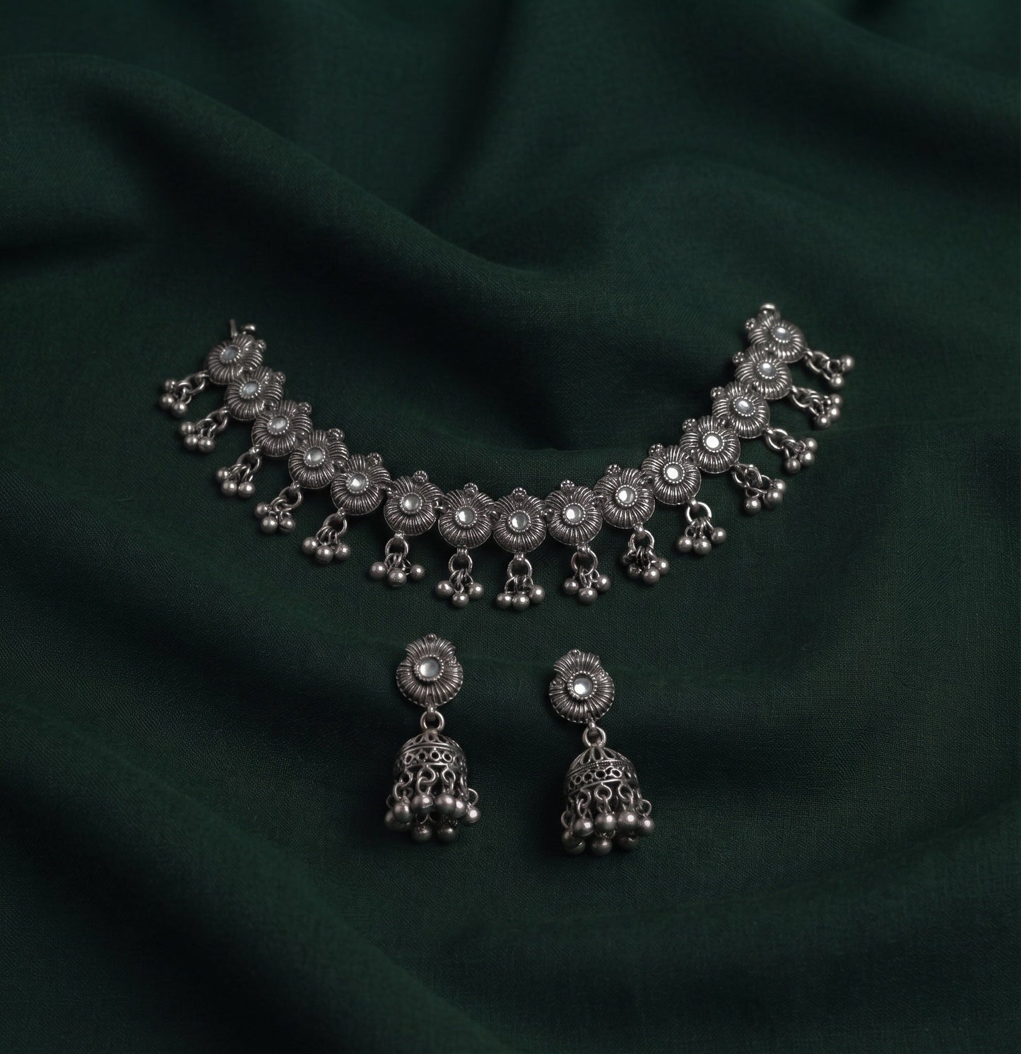 Women Silver Plated Traditional Jewellery Set