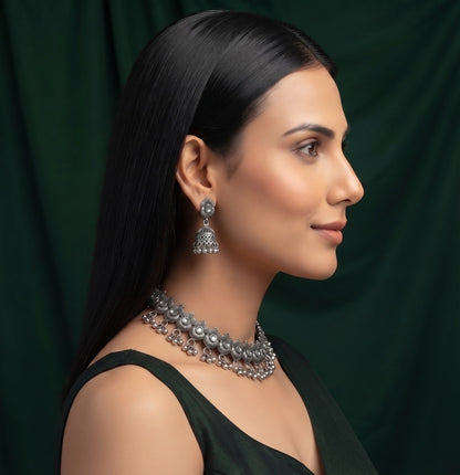 Women Silver Plated Traditional Jewellery Set