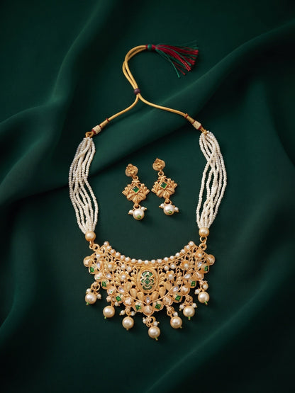 Women Gold Plated Rajawadi Har Jewellery Set