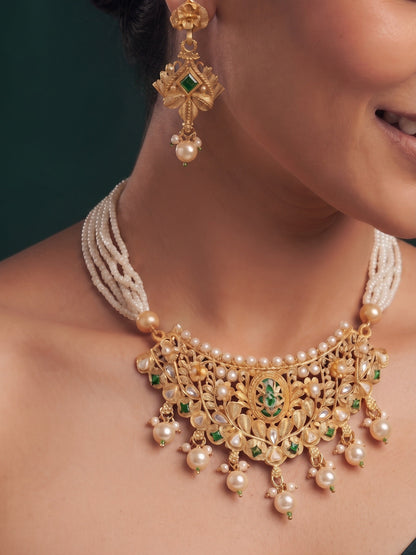 Women Gold Plated Rajawadi Har Jewellery Set