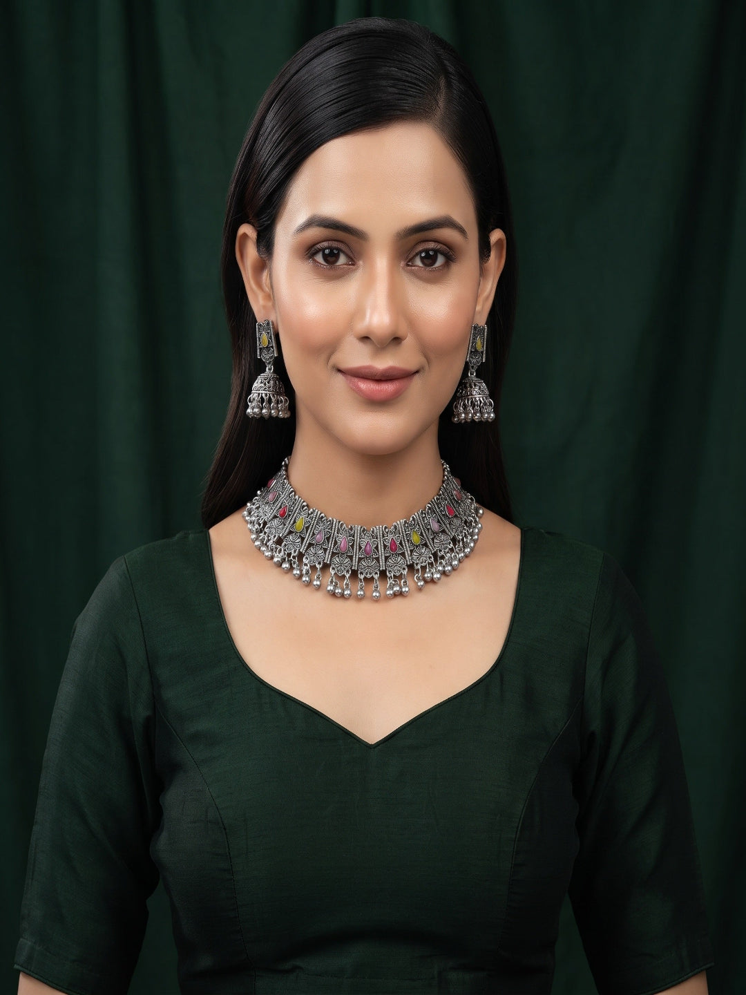 Women Silver Plated Traditional Jewellery Set