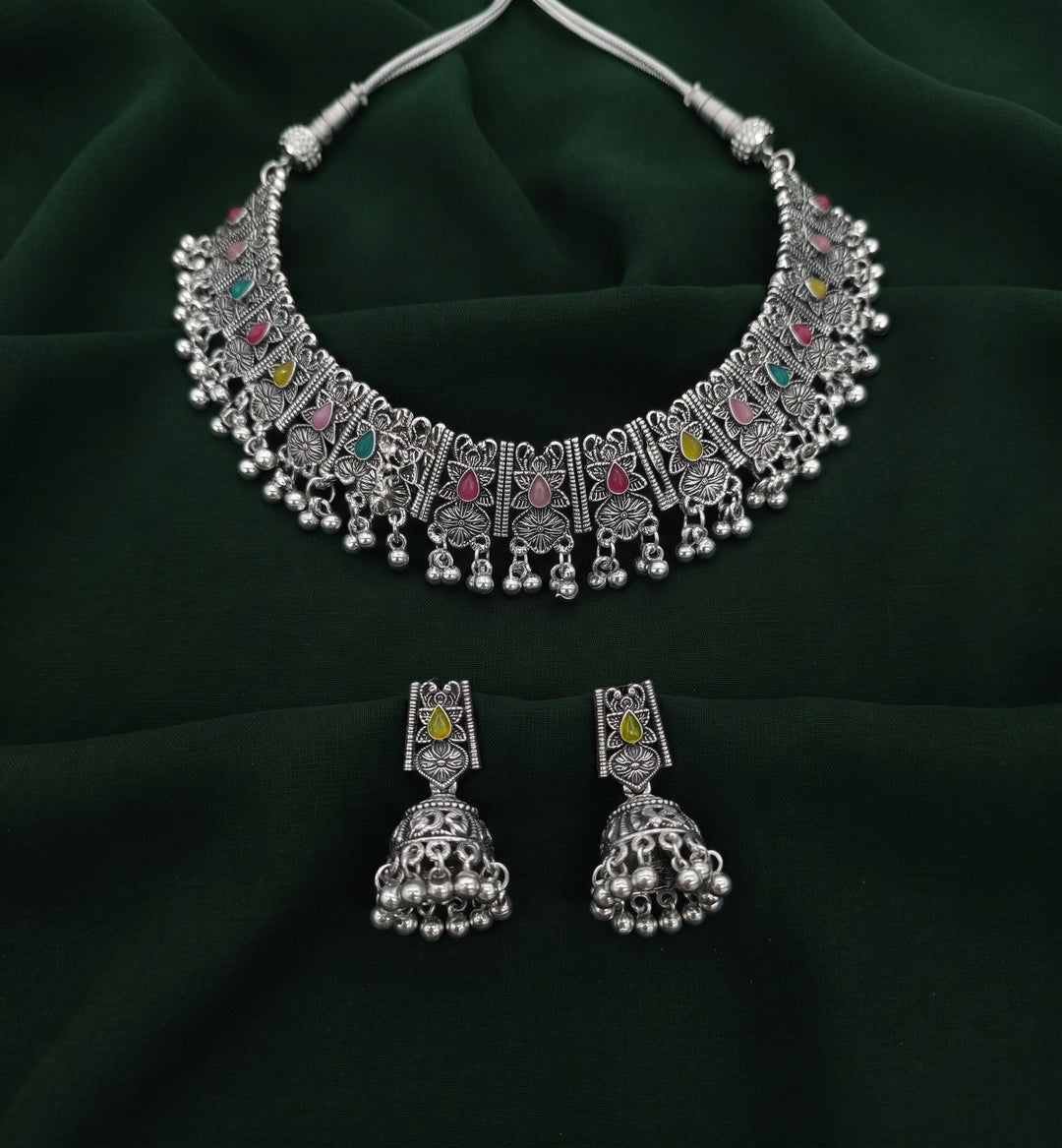 Women Silver Plated Traditional Jewellery Set