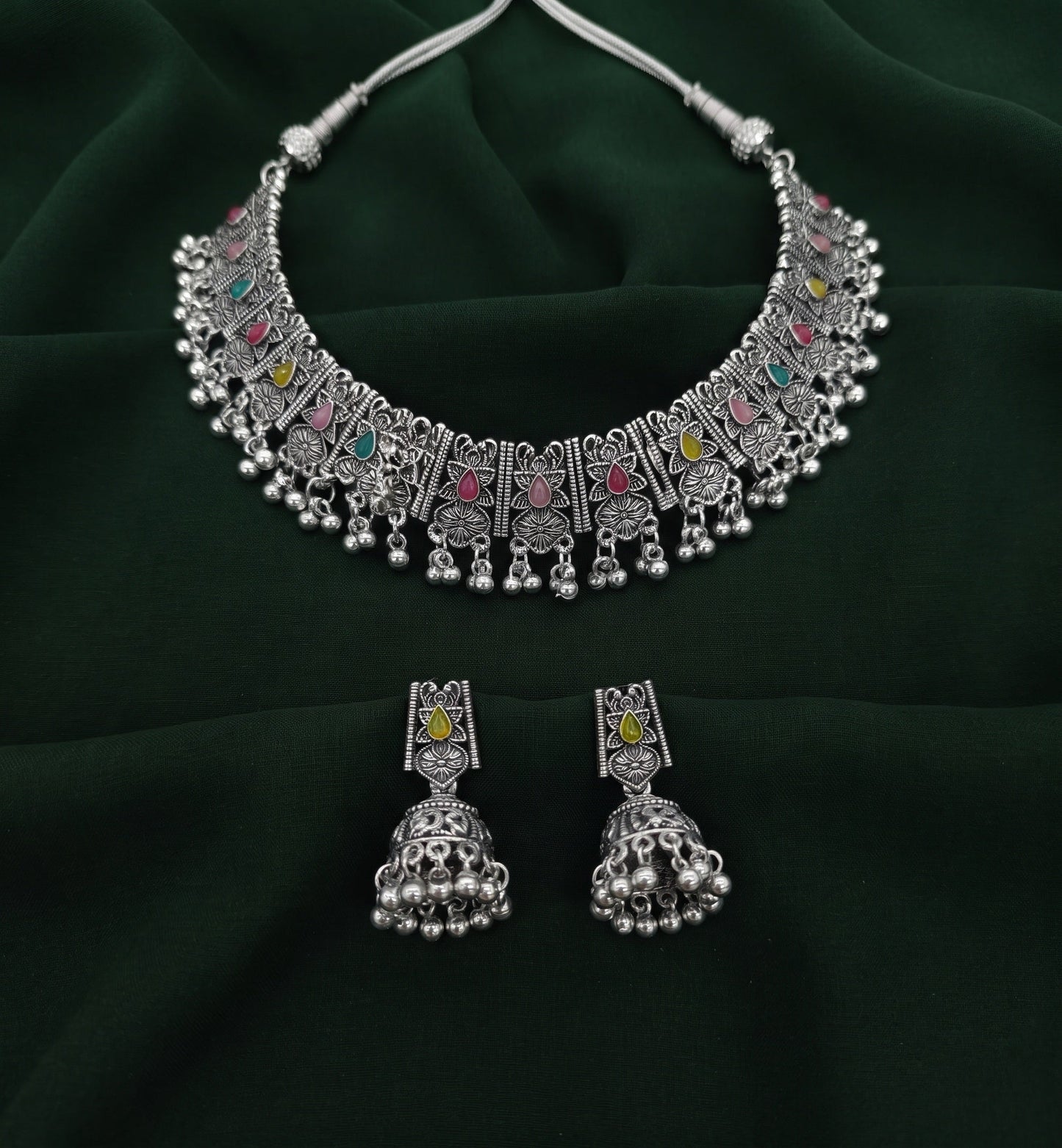 Women Silver Plated Traditional Jewellery Set