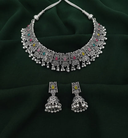 Women Silver Plated Traditional Jewellery Set