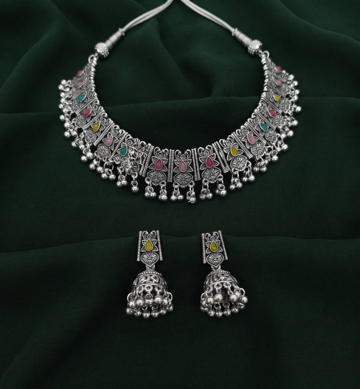Women Silver Plated Traditional Jewellery Set