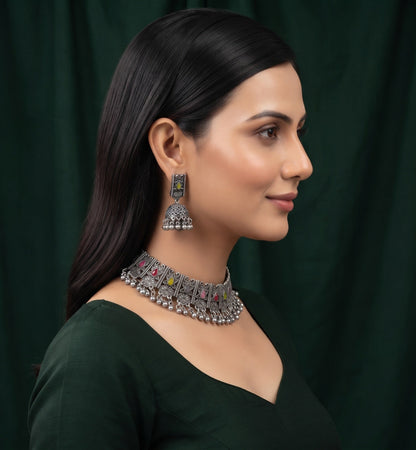 Women Silver Plated Traditional Jewellery Set