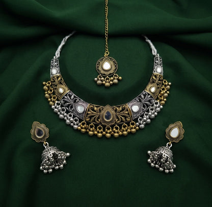 Women Silver & Gold Toned Traditional Jewellery Set