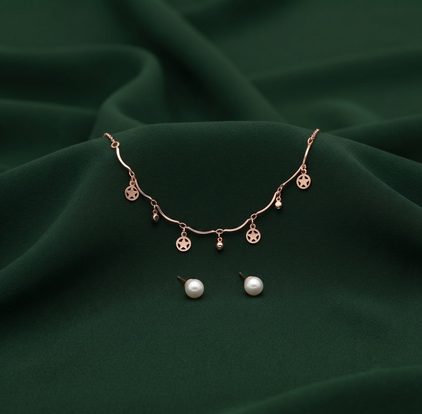 Women Rose Gold Plated Minimal Jewellery Set
