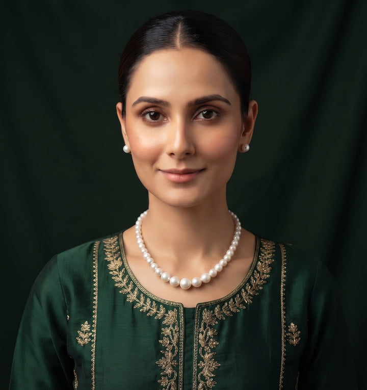 Beautiful White Pearls Statement Jewellery Set For Women