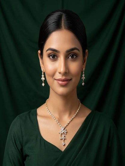 Women Golden American Daimond Jewellery Set