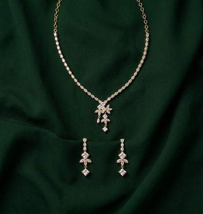 Women Golden American Daimond Jewellery Set